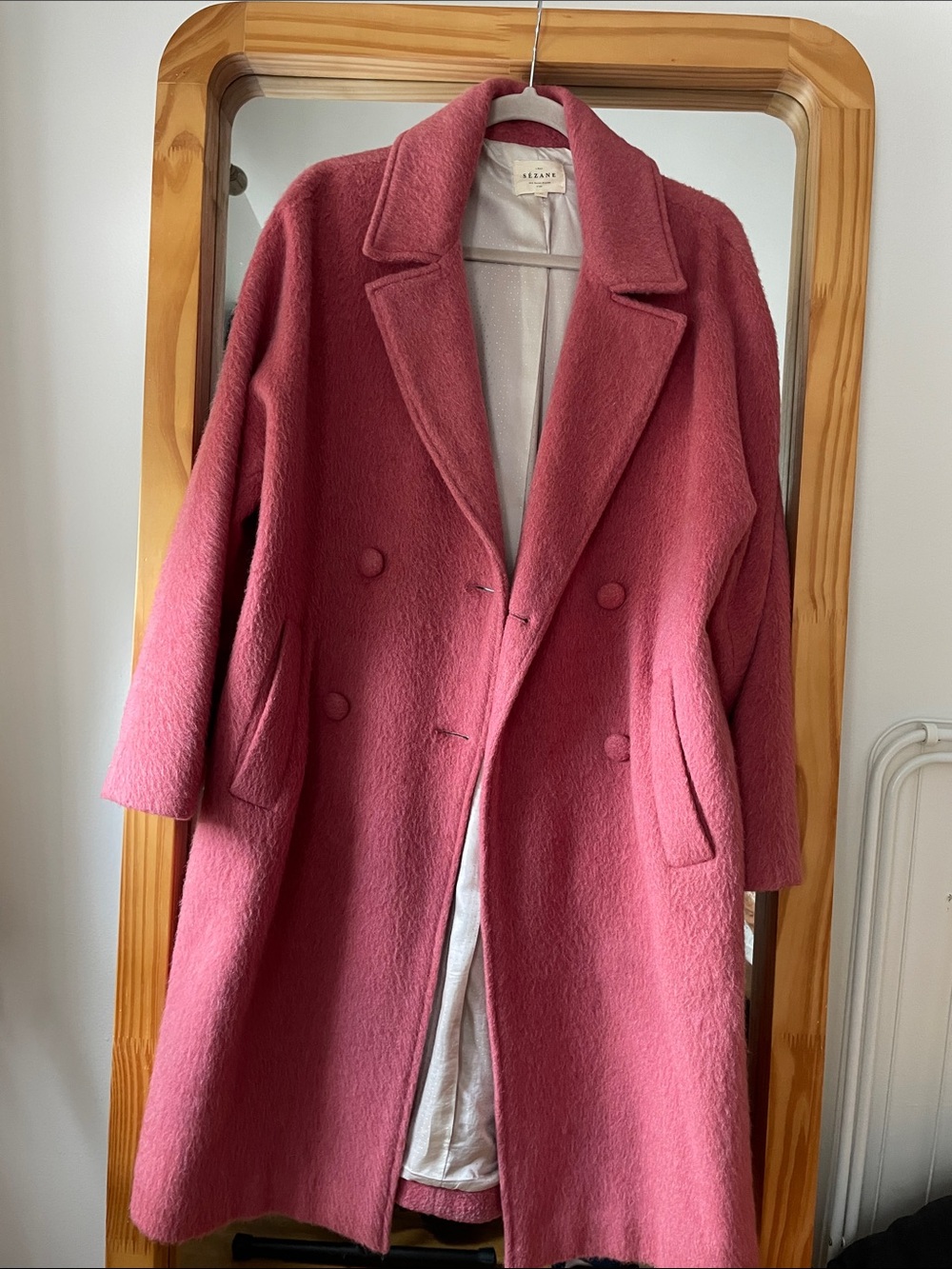 RARE Sezane pink wool Jim coat - Picture 9 of 9